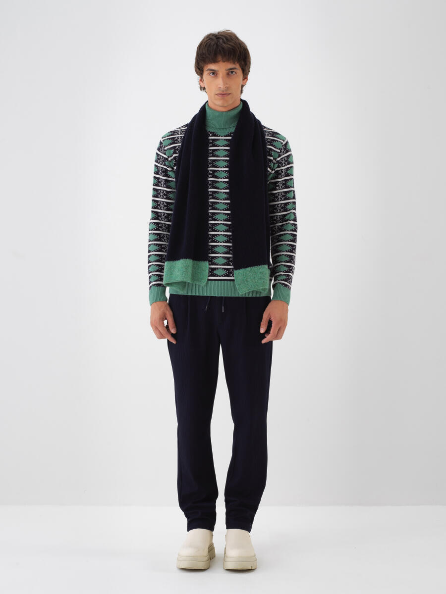 Lacivert Yumuşak Dokulu Standart Fit Atkı - 2