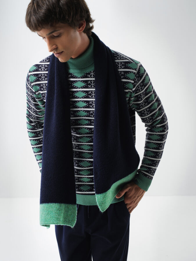 Lacivert Yumuşak Dokulu Standart Fit Atkı - Xint