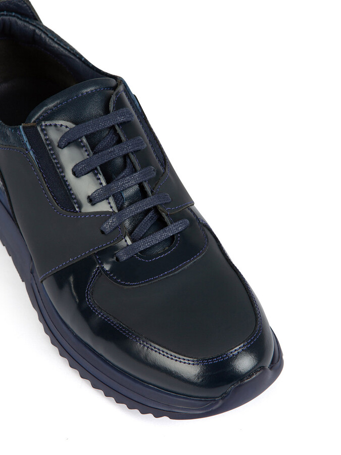 Lacivert Bağcıklı Deri Ayakkabı - Xint
