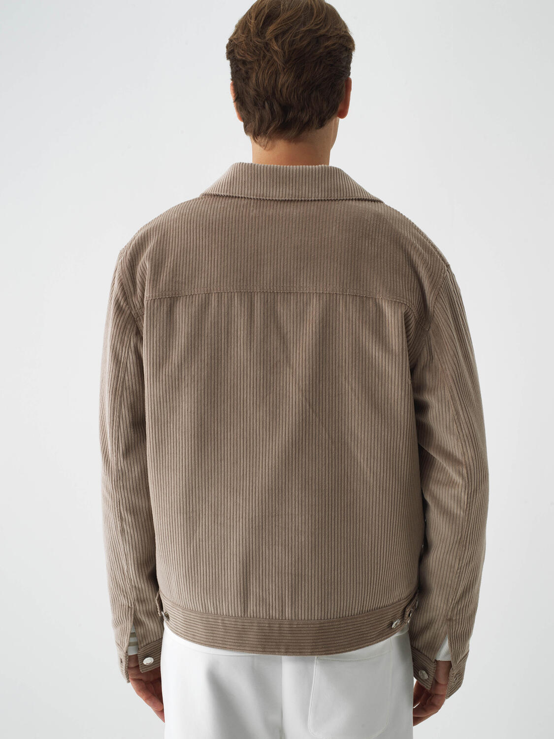 Bej Lüks Dokulu Soft Kadife Regular Fit Ceket - 4