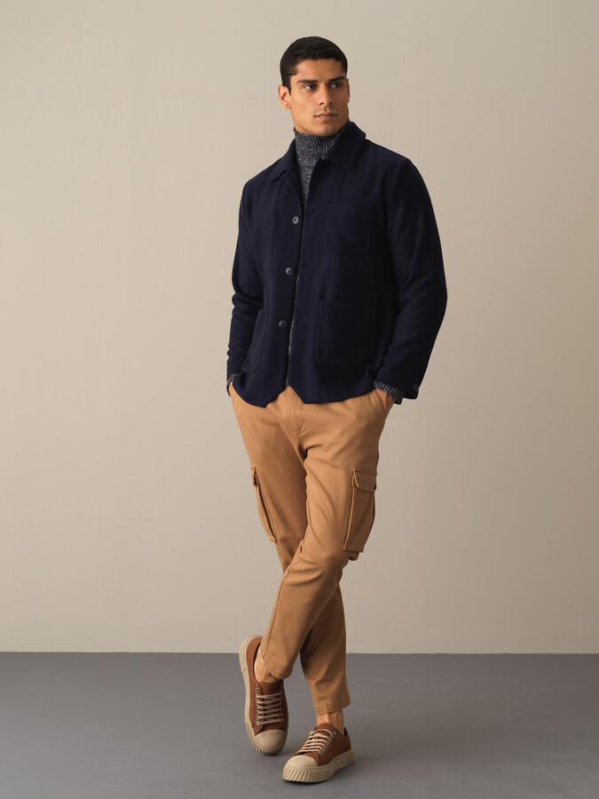 Lacivert Yumuşak Dokulu Regular Fit Ceket - Xint