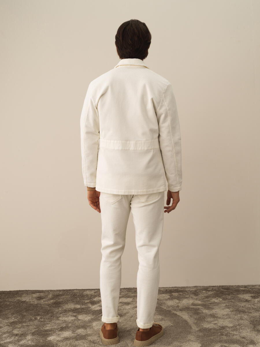 Ekru Pamuk Dokulu Regular Fit Ceket - 5