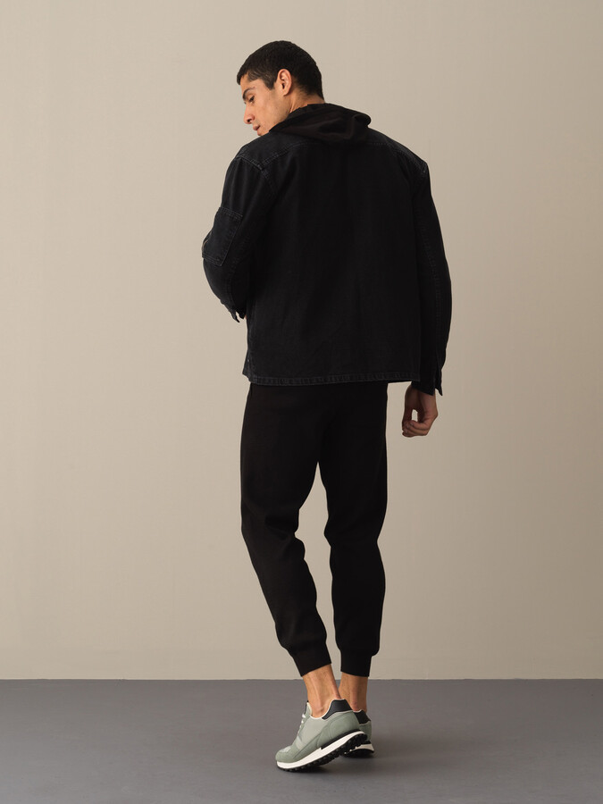 Gri Pamuk Dokulu Oversize Denim Gömlek - Xint