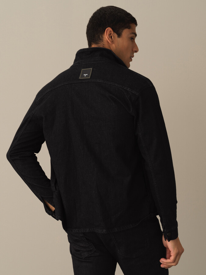 Siyah Pamuk Dokulu Regular Fit Denim Ceket - Xint