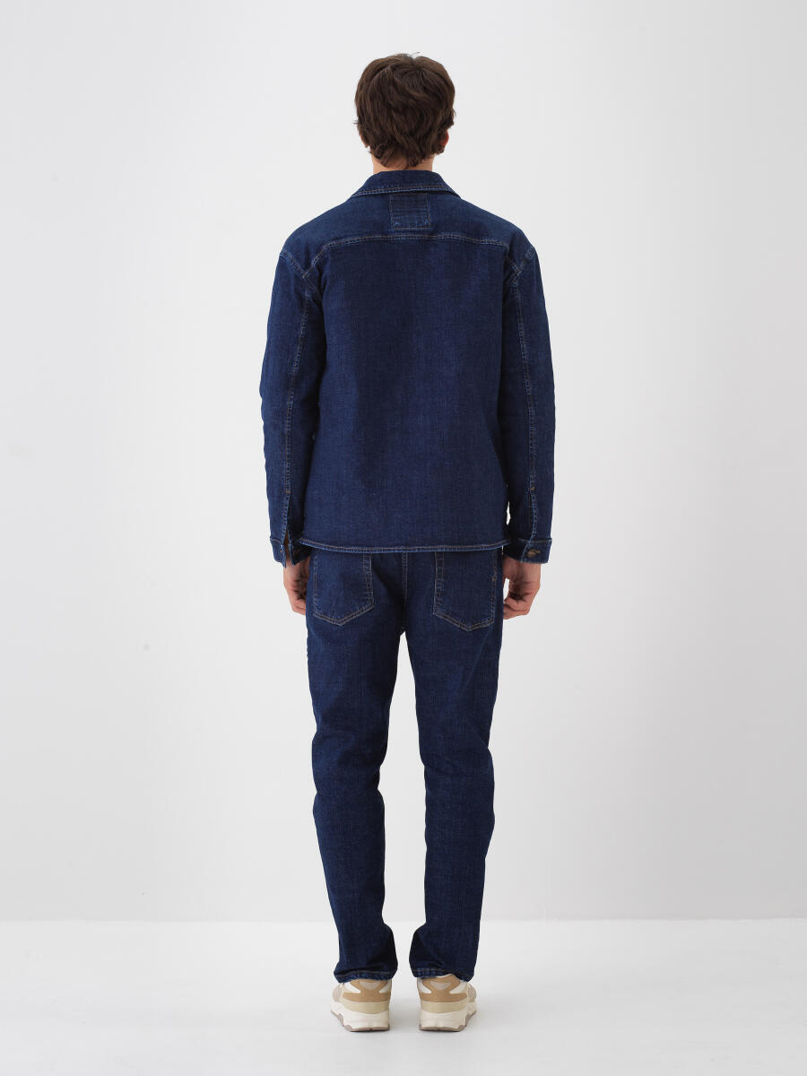 İndigo Pamuk Dokulu Regular Fit Ceket - 4
