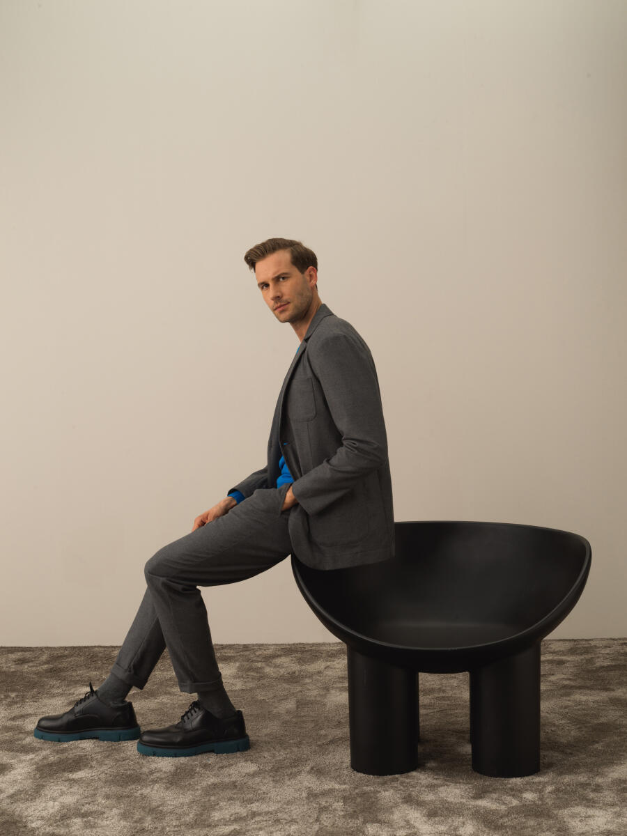 Koyu Gri Dokulu Esnek Dokulu Regular Fit Ceket - 3