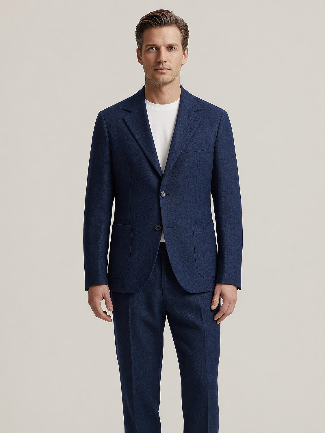 Lacivert %100 Keten Regular Fit Ceket - 1