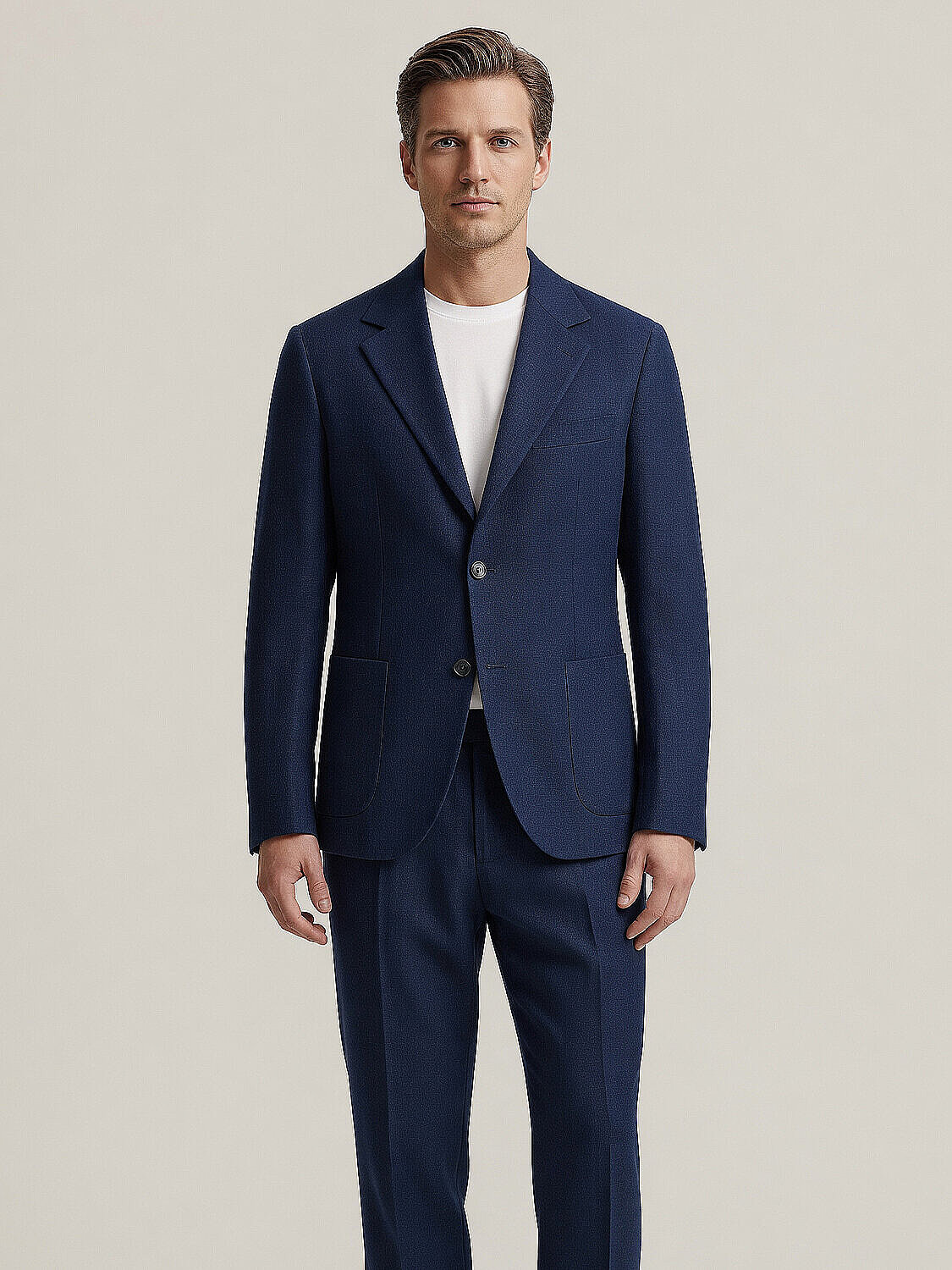 Lacivert %100 Keten Regular Fit Ceket (1)