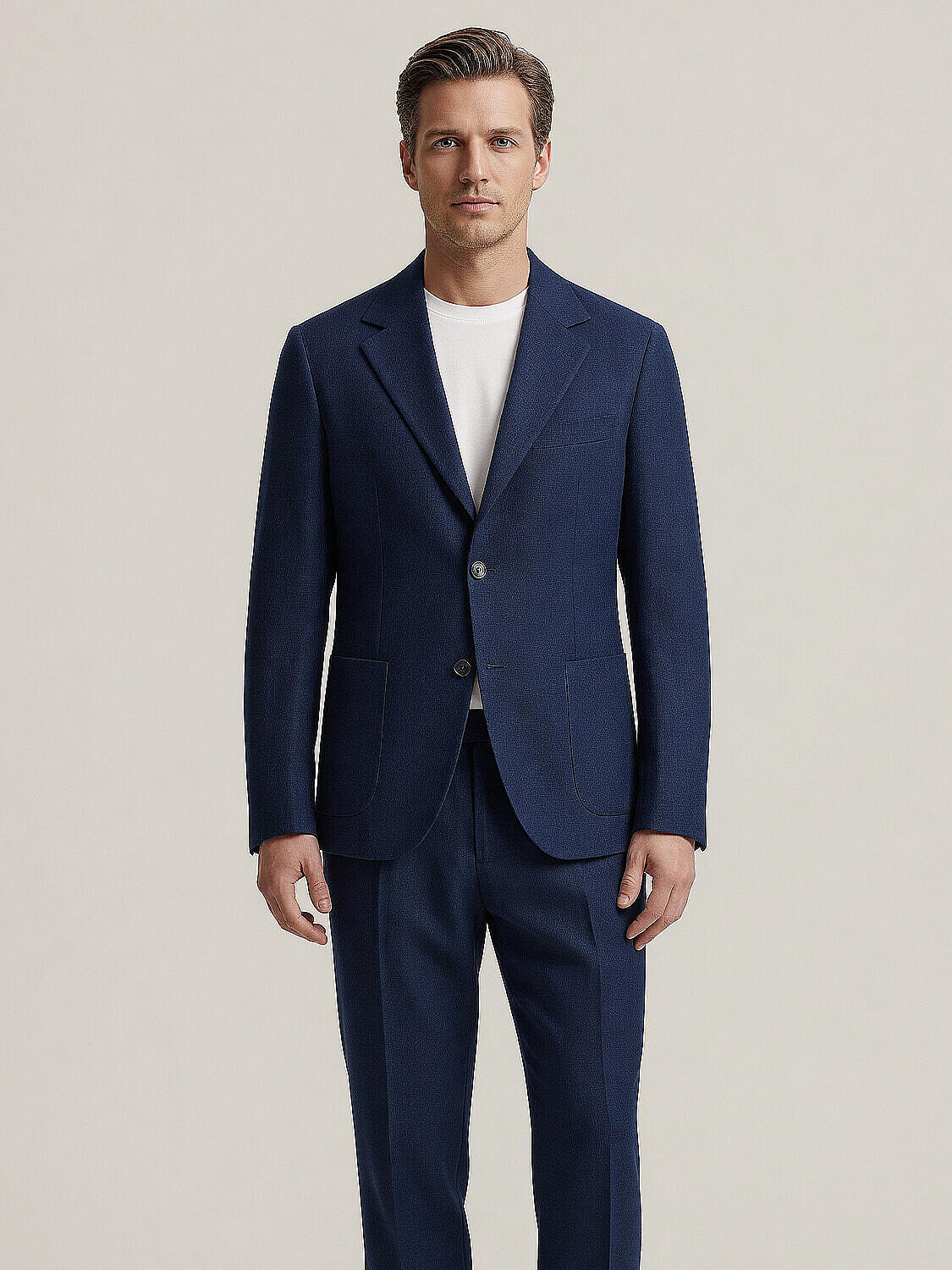 Lacivert %100 Keten Regular Fit Ceket - 1