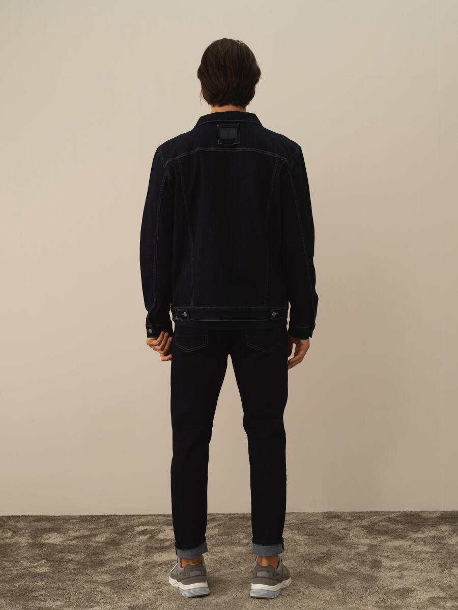 Lacivert Pamuk Dokulu Regular Fit Ceket - 5