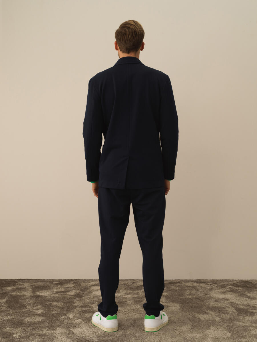 Lacivert Pamuk Dokulu Regular Fit Ceket - 4