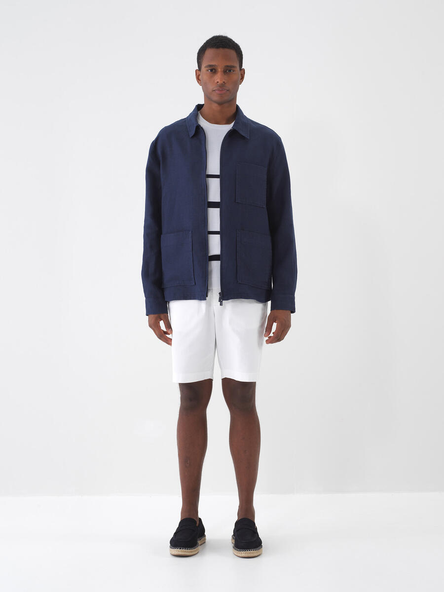 Lacivert %100 Keten Regular Fit Ceket (2)
