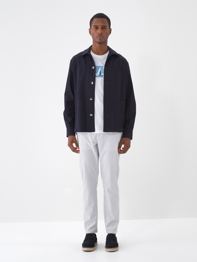 Lacivert Pamuk Dokulu Regular Fit Ceket (1)