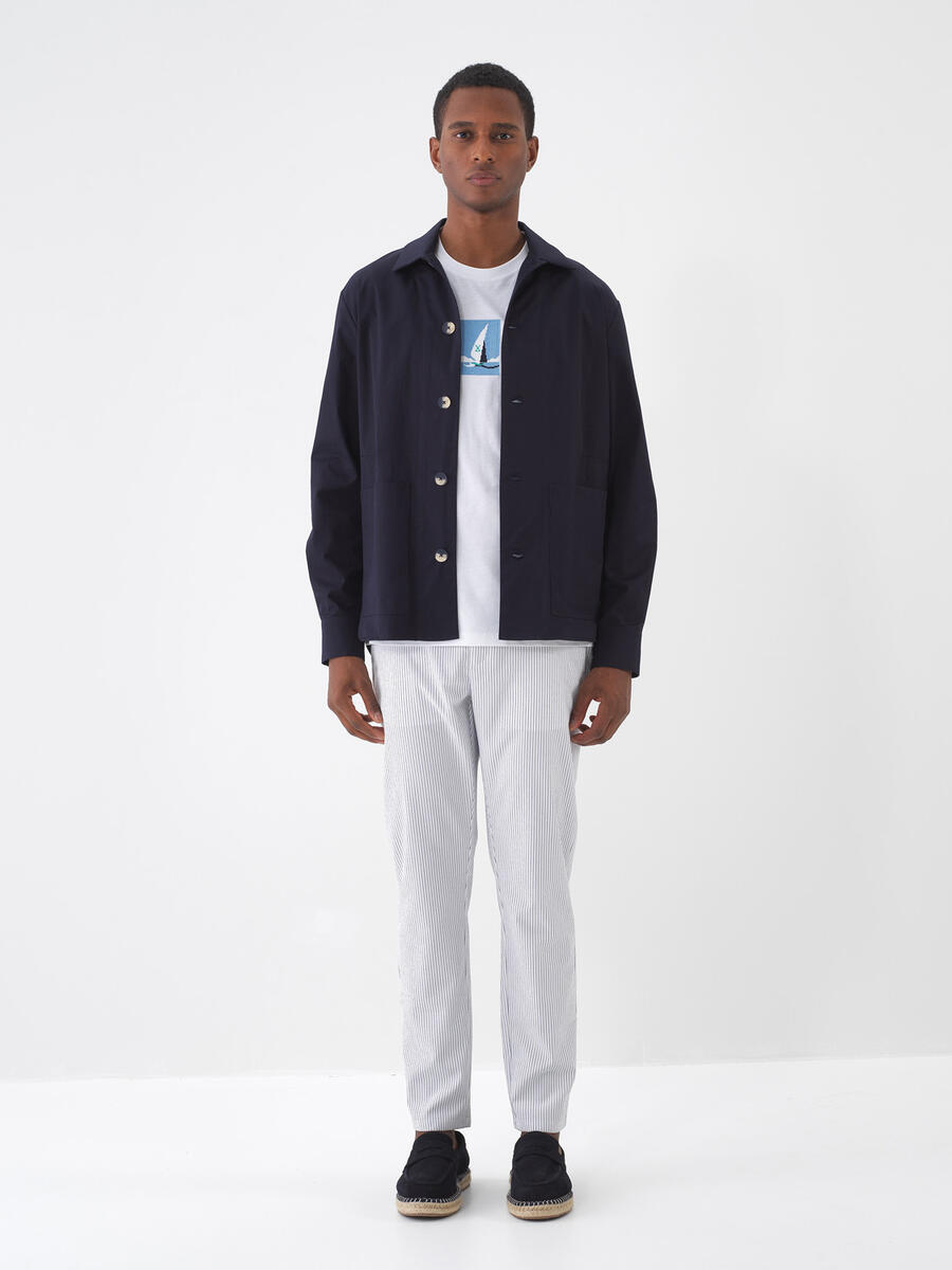 Lacivert Pamuk Dokulu Regular Fit Ceket - 1