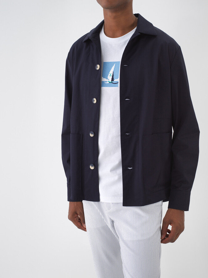 Lacivert Pamuk Dokulu Regular Fit Ceket