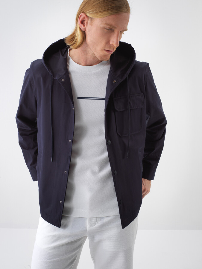 Lacivert Pamuk Dokulu Regular Fit Ceket - 1