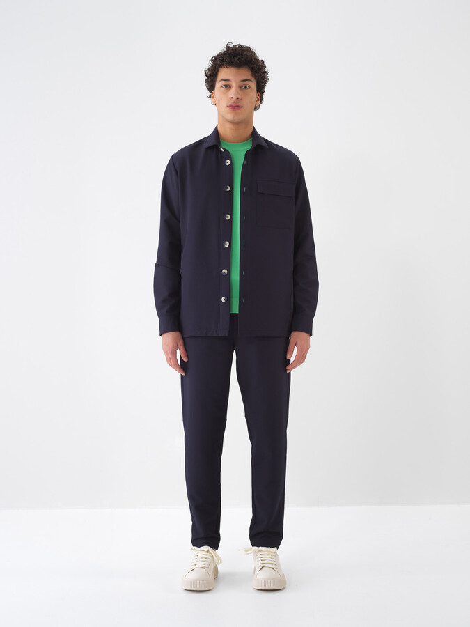 Lacivert Doğal Dökümlü Slim Fit Ceket (1)