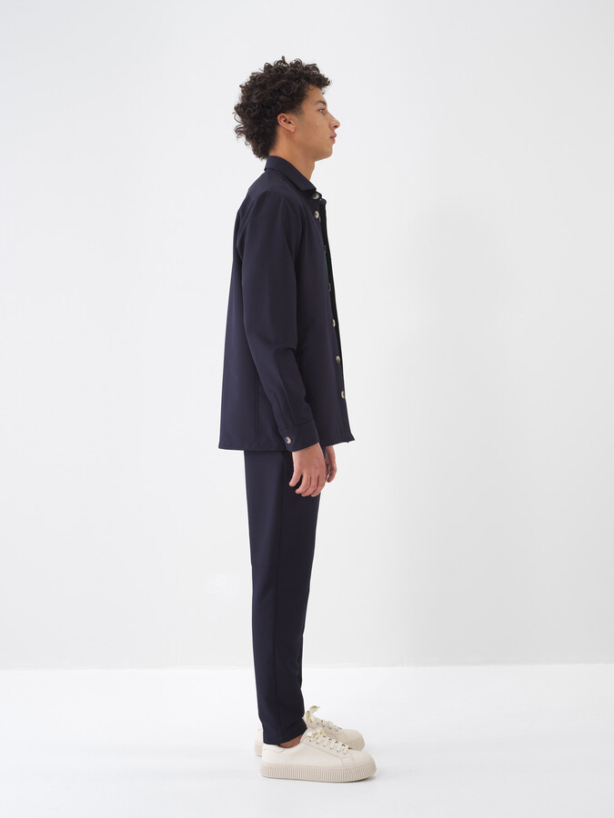Lacivert Doğal Dökümlü Slim Fit Ceket - 3