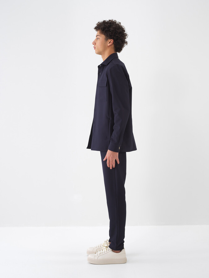 Lacivert Doğal Dökümlü Slim Fit Ceket - 4