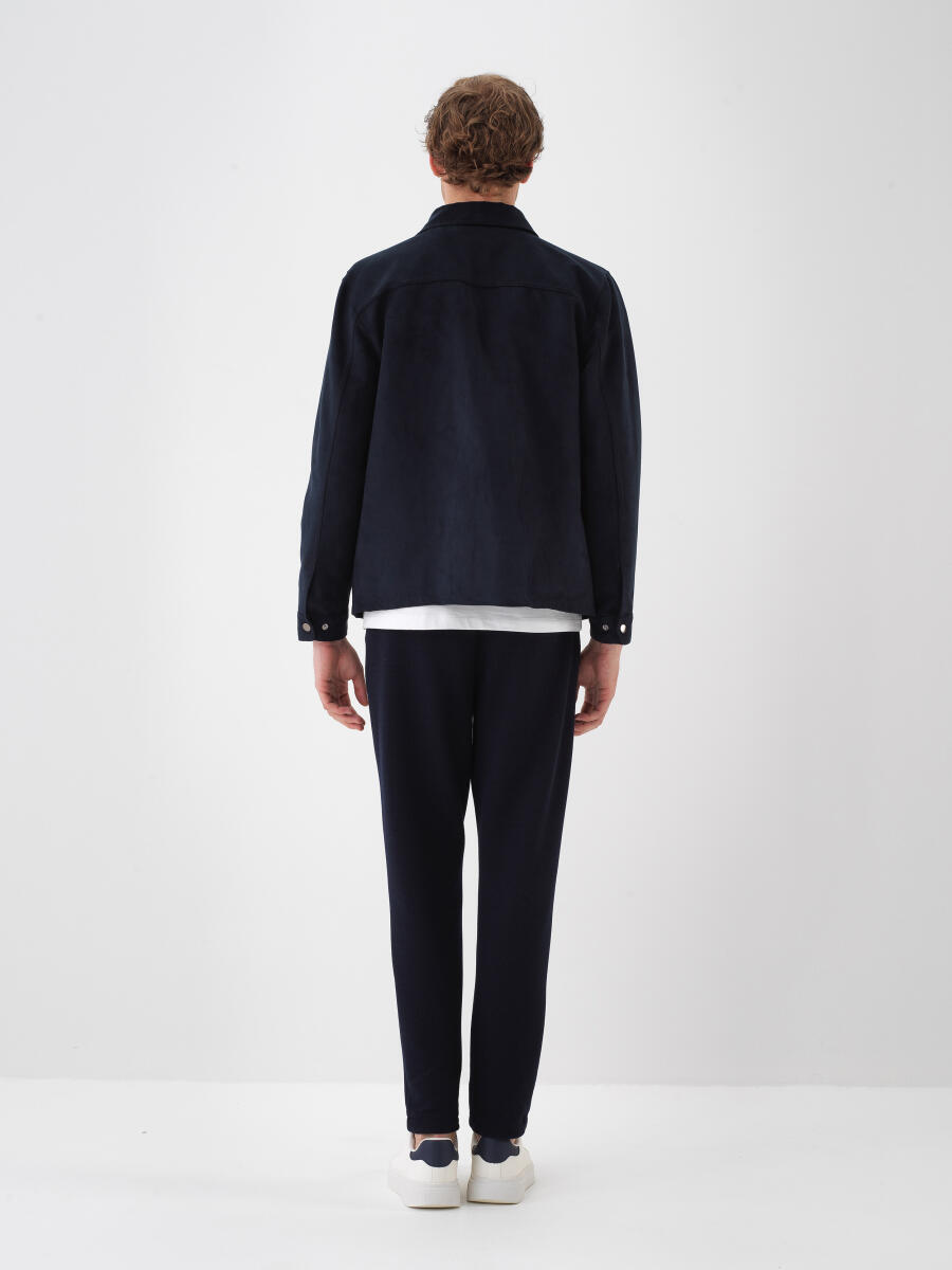 Lacivert Soft Touch Süet Görünüm Regular Fit Ceket - 4