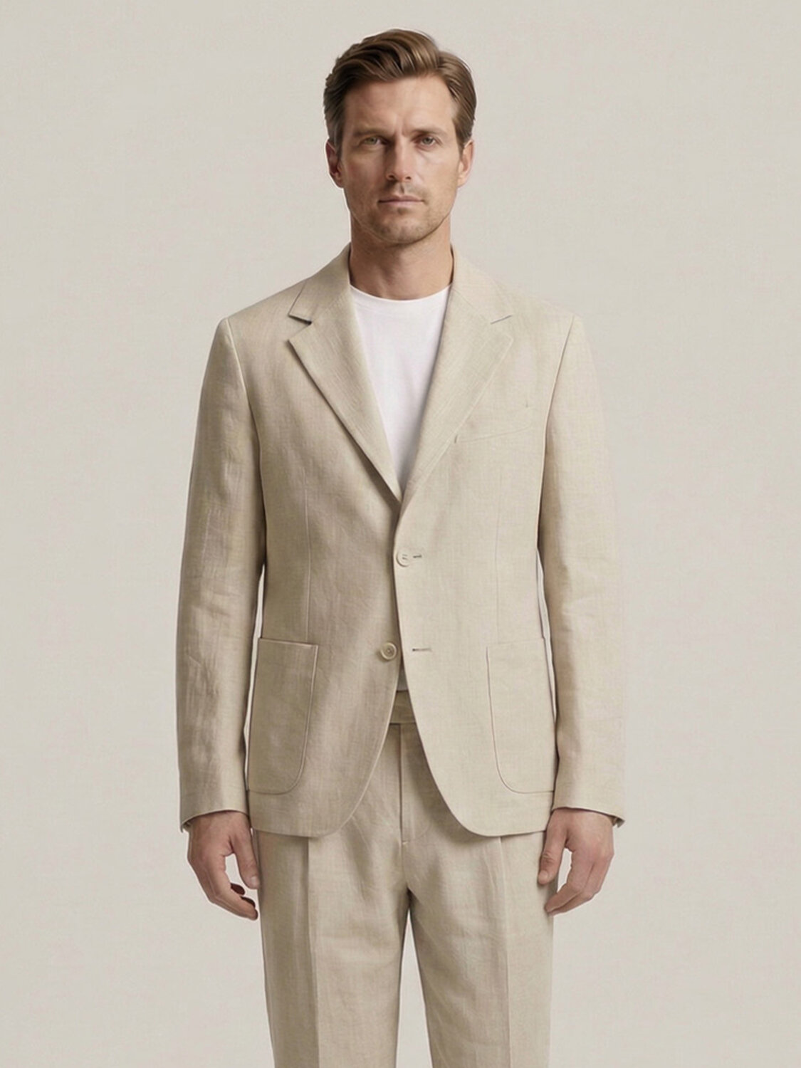 Naturel %100 Keten Regular Fit Ceket - 1