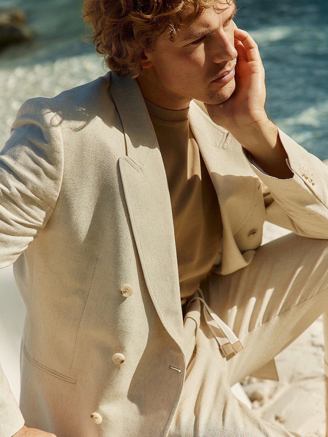 Naturel Keten Karışımlı Regular Fit Ceket