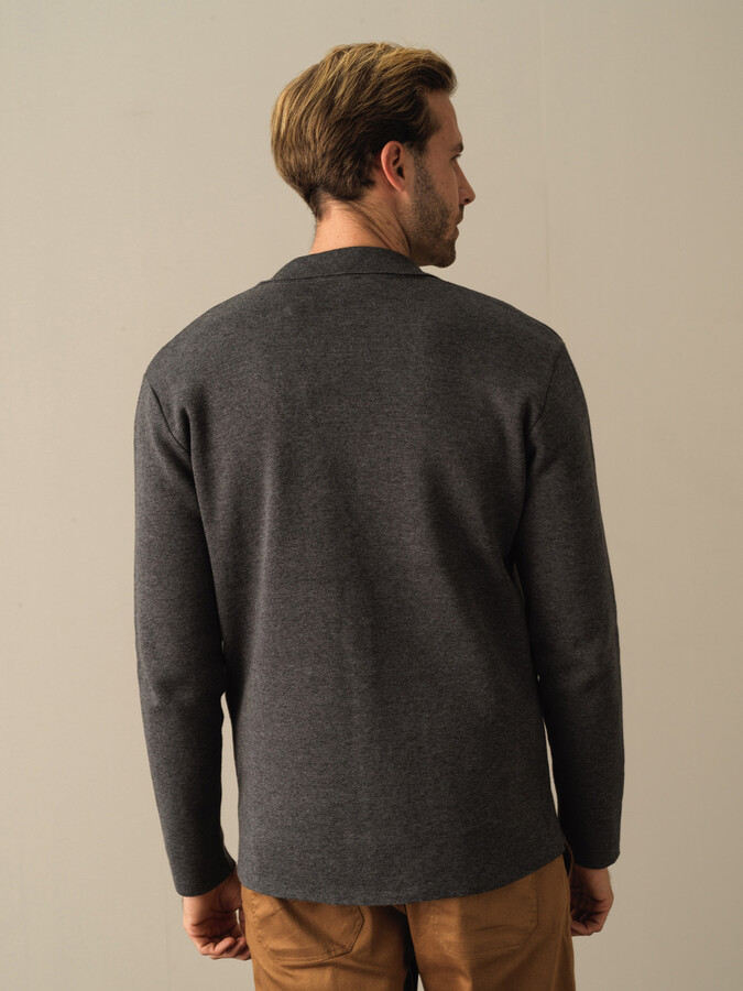 Antrasit Pamuk Dokulu Regular Fit Triko - Xint