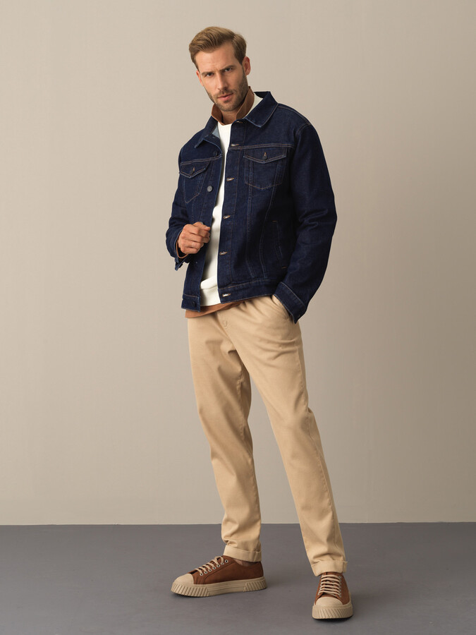 Lacivert Regular Fit Pamuklu Ceket - 2