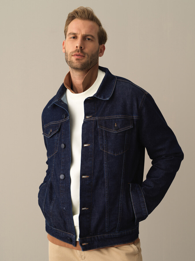 Lacivert Regular Fit Pamuklu Ceket - 1