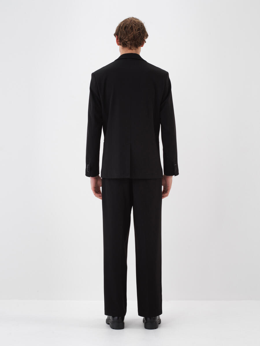 Siyah Esnek Dokulu Regular Fit Ceket - 4