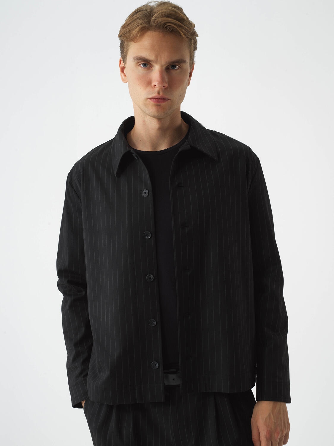 Siyah Esnek Dokulu Regular Fit Ceket