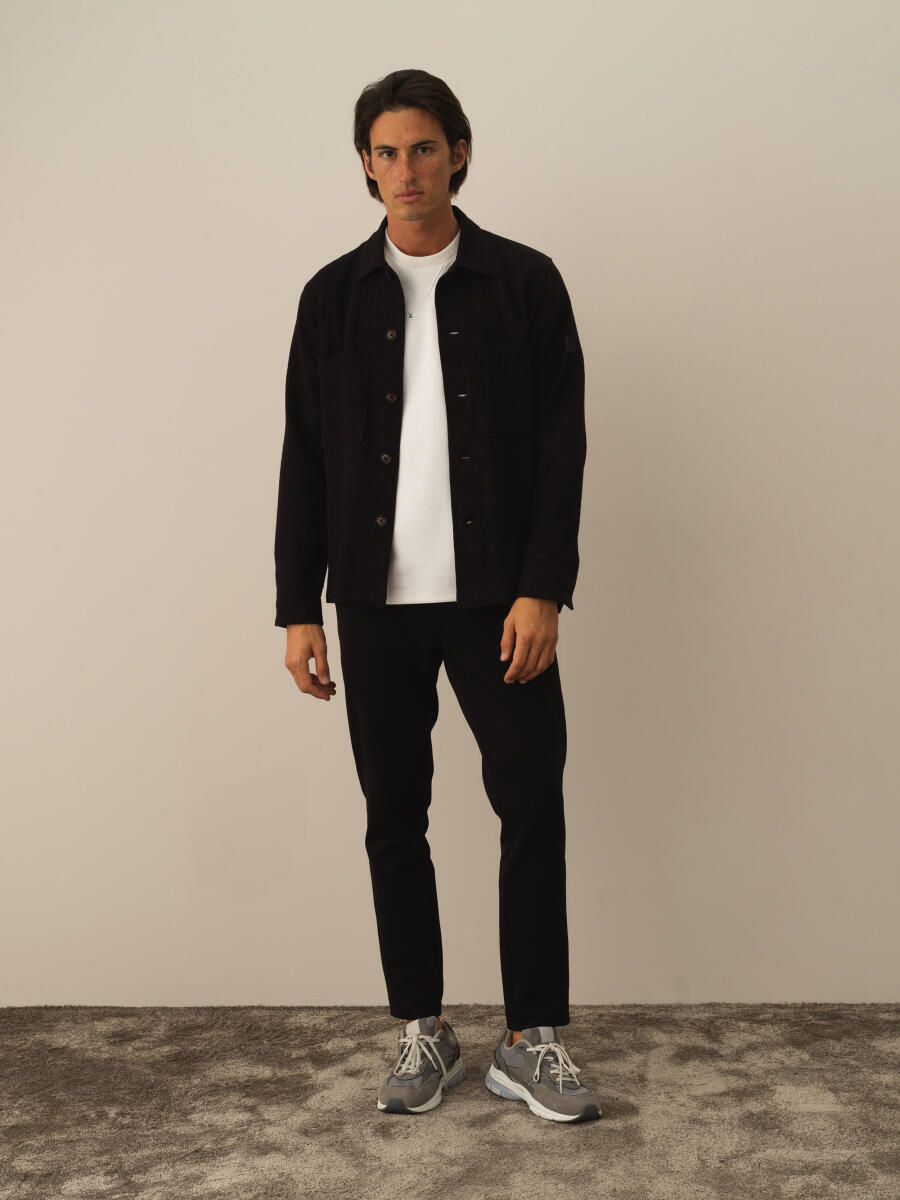 Siyah Pamuk Dokulu Regular Fit Ceket - 2