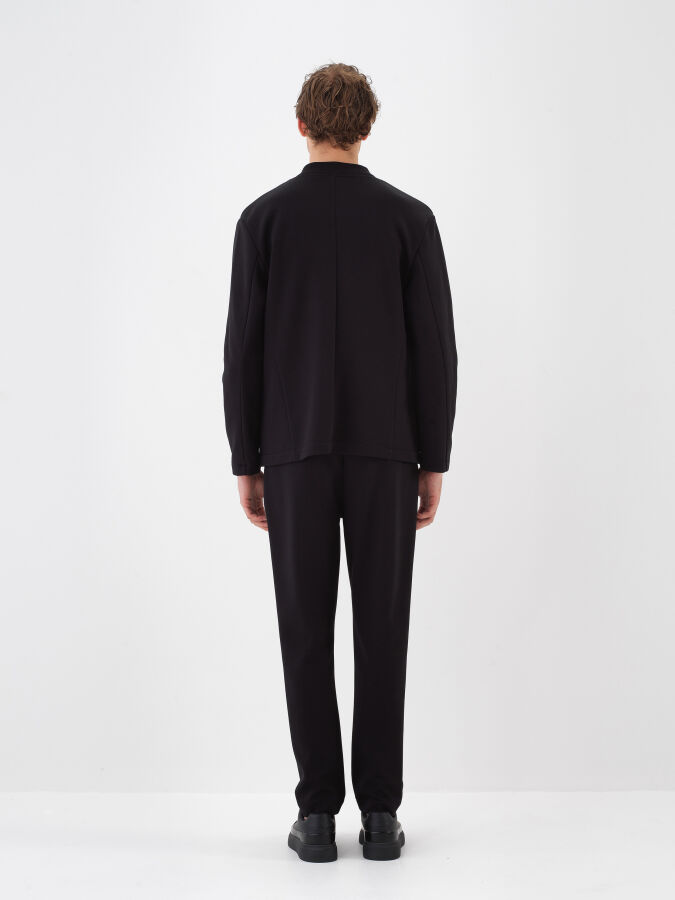 Siyah Pamuk Dokulu Regular Fit Ceket - Xint