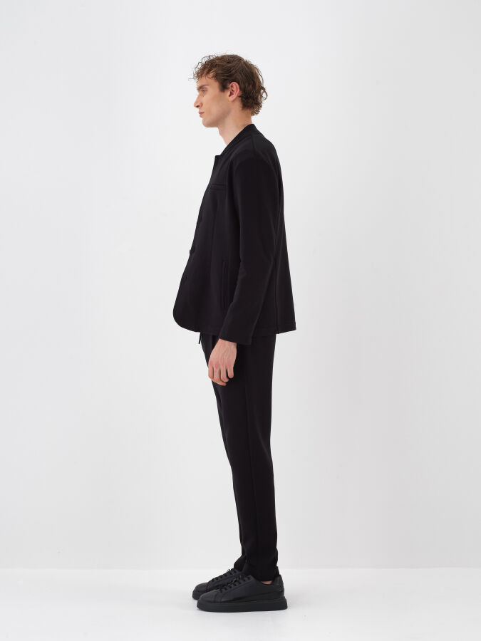 Siyah Pamuk Dokulu Regular Fit Ceket - Xint