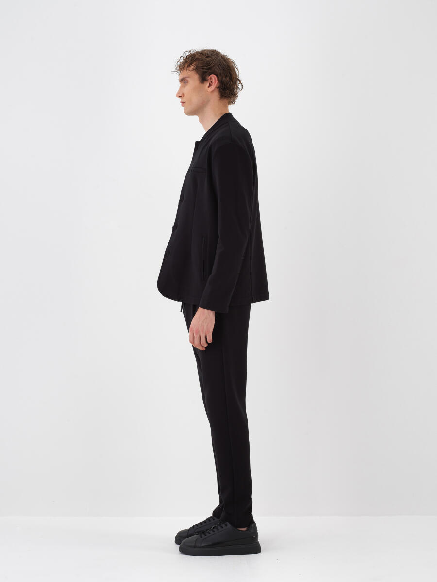 Siyah Pamuk Dokulu Regular Fit Ceket - 3