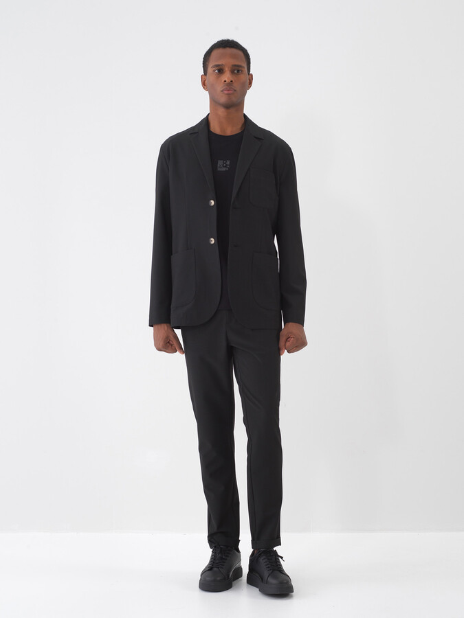 Siyah Doğal Dökümlü Regular Fit Ceket (1)