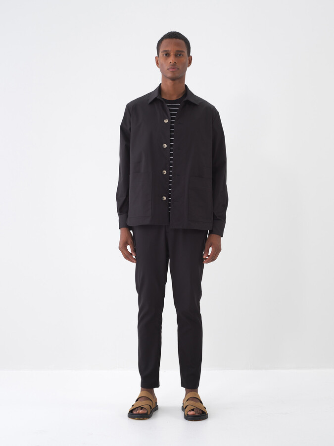 Siyah Pamuk Dokulu Regular Fit Ceket (1)