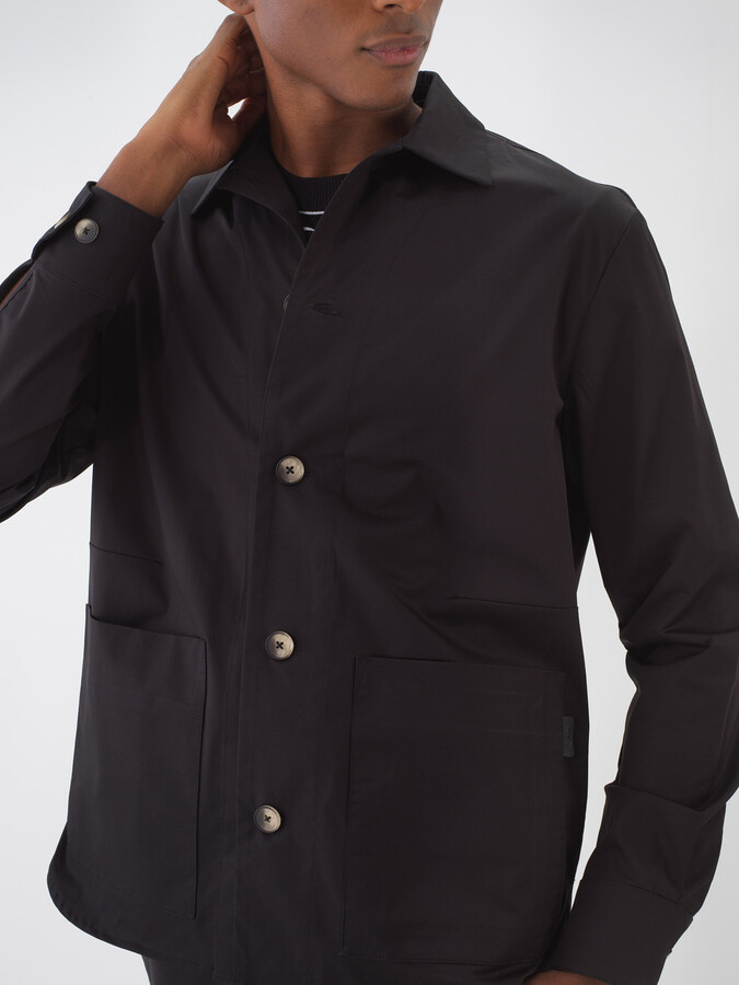 Siyah Pamuk Dokulu Regular Fit Ceket