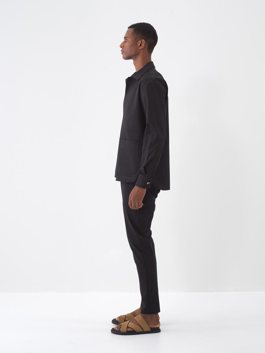 Siyah Pamuk Dokulu Regular Fit Ceket - 4