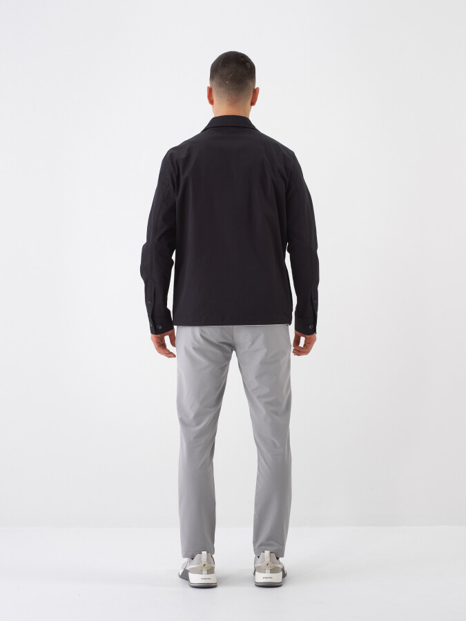 Siyah Pamuk Dokulu Regular Fit Ceket - 5