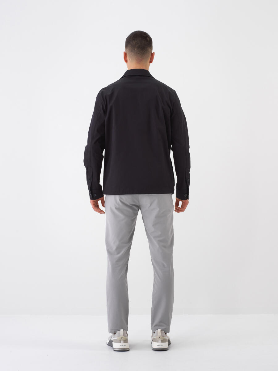 Siyah Pamuk Dokulu Regular Fit Ceket - 5