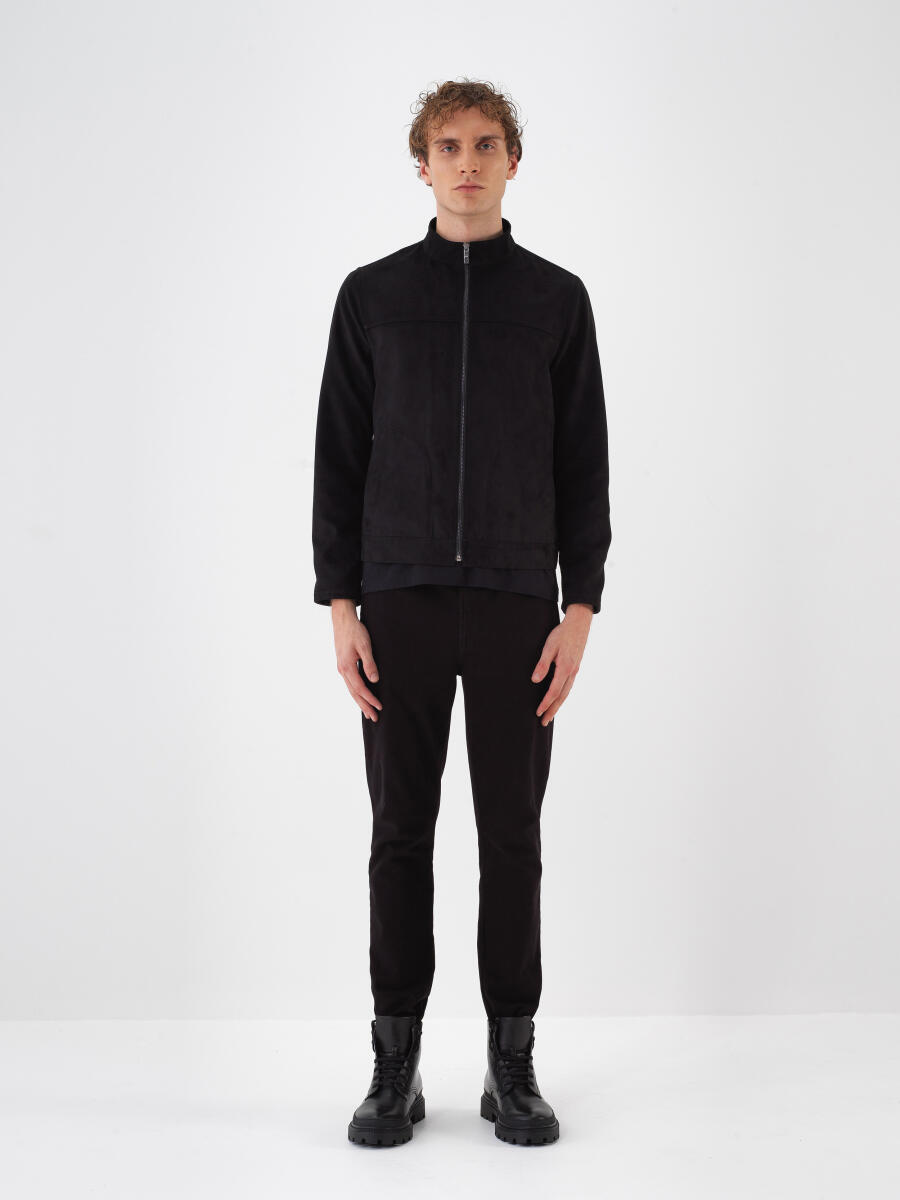 Siyah Soft Touch Süet Görünüm Regular Fit Ceket - 2