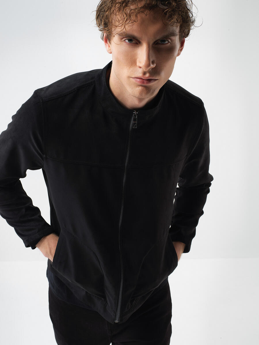 Siyah Soft Touch Süet Görünüm Regular Fit Ceket