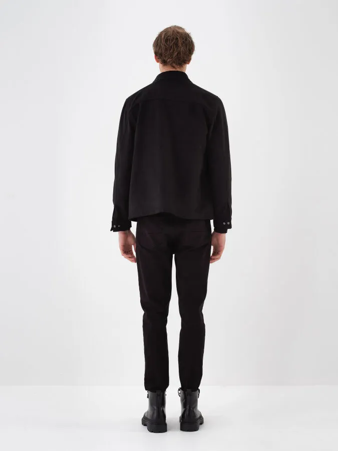 Siyah Soft Touch Süet Görünüm Regular Fit Ceket - Xint
