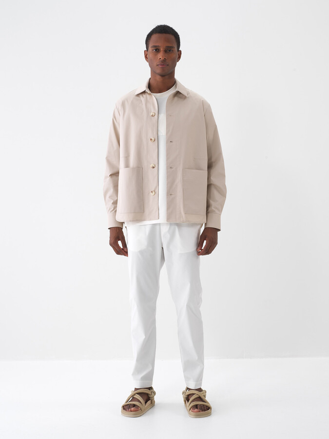 Taş Rengi Pamuk Dokulu Regular Fit Ceket (1)