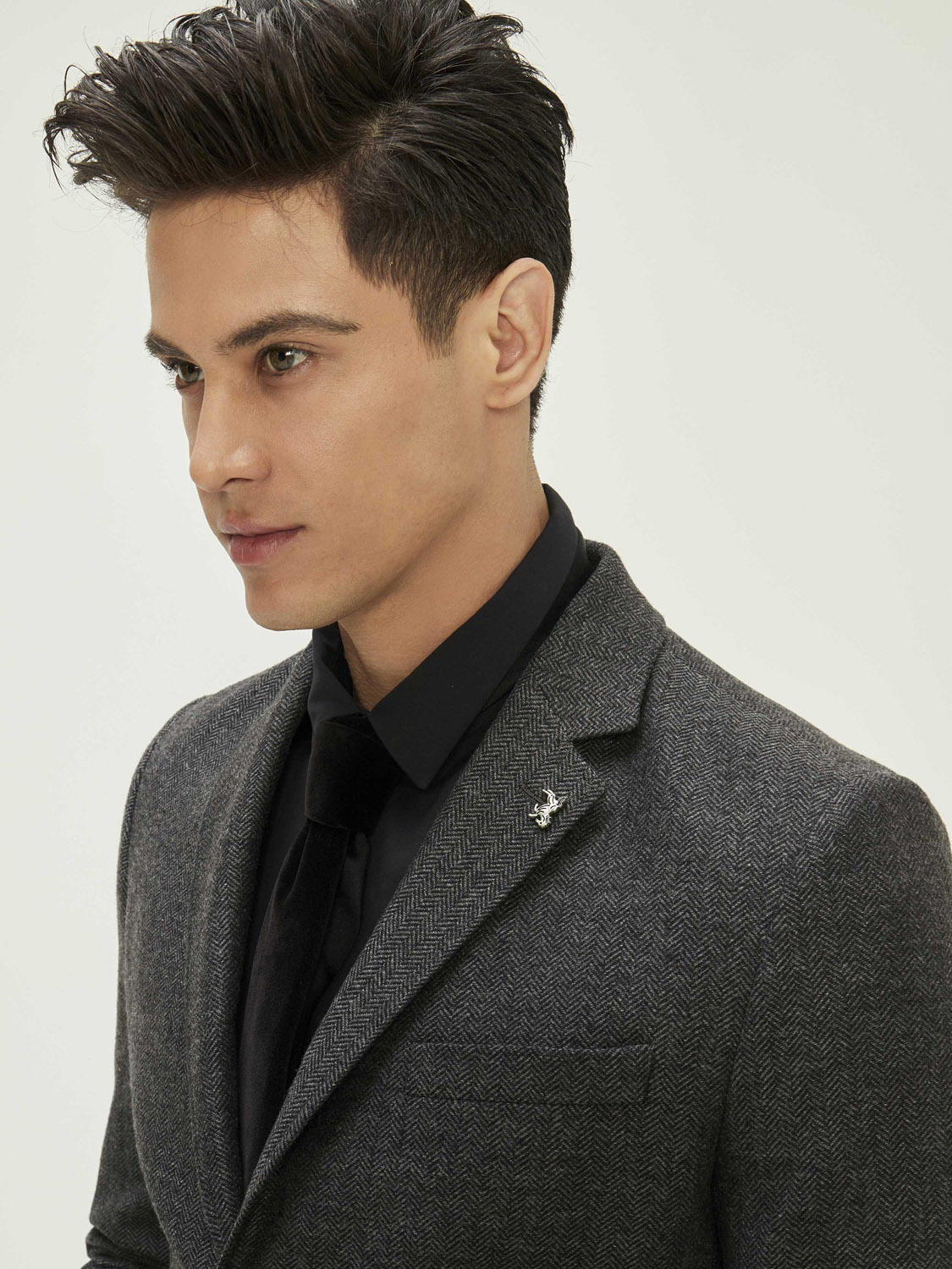 Çift Yırtmaçlı Balık Sırtı Yünlü Slim Fit Ceket