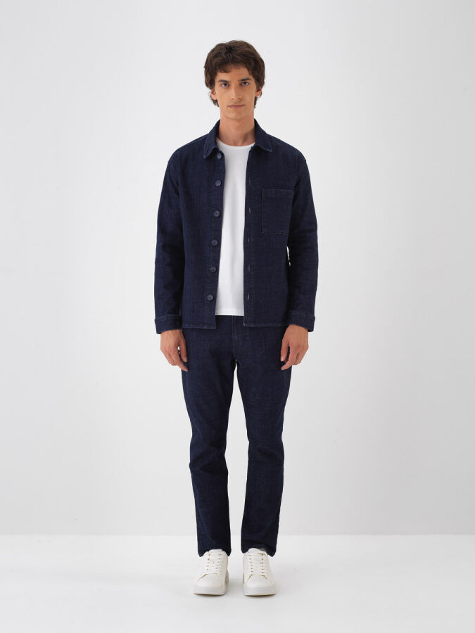 Lacivert Slim Fit Pamuklu Denim Pantolon (1)