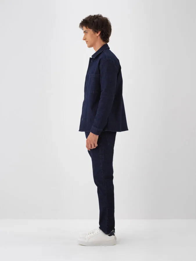 Lacivert Slim Fit Pamuklu Denim Pantolon - 4