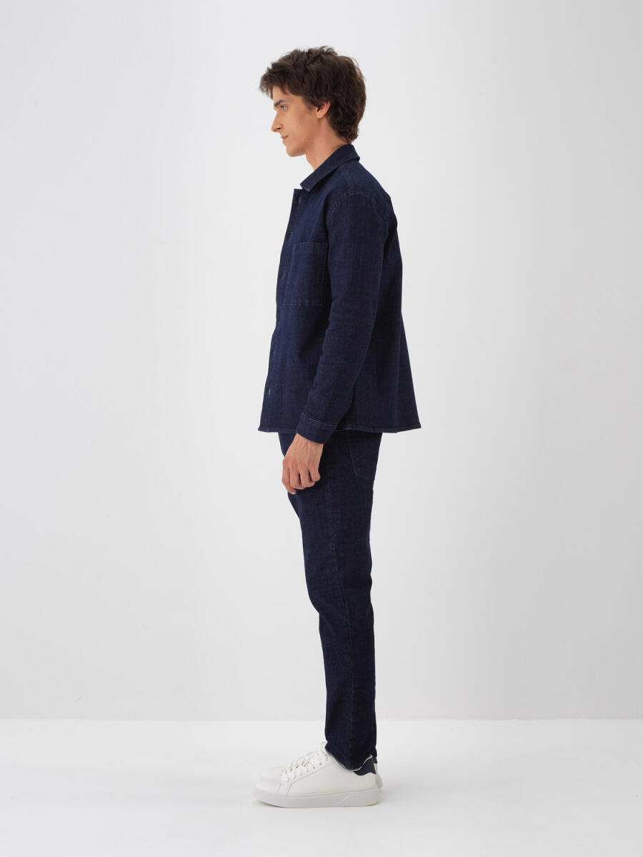 Lacivert Slim Fit Pamuklu Denim Pantolon - 4