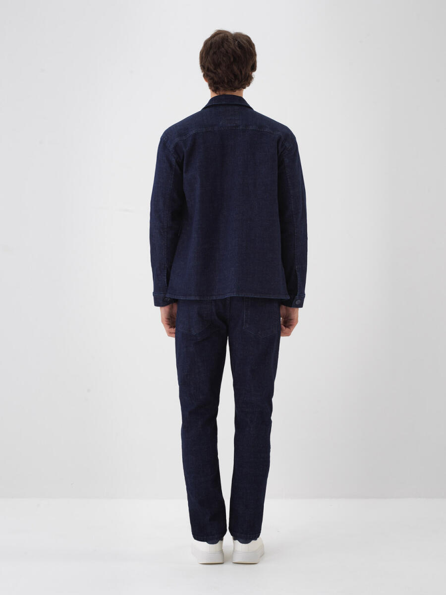 Lacivert Slim Fit Pamuklu Denim Pantolon - 6